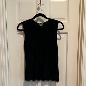 Ann Taylor Black Cashmere and Lace Shell